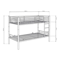 Letto a castello in metallo 90x200 cm SAMMY, colore grigio