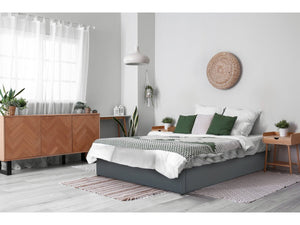 Letto matrimoniale in PVC "Ava" con contenitore - 140 x 190 cm - Grigio