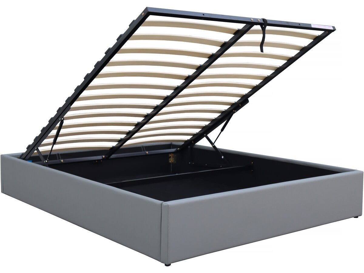 Letto matrimoniale in PVC "Ava" con contenitore - 160 x 200 cm - Grigio