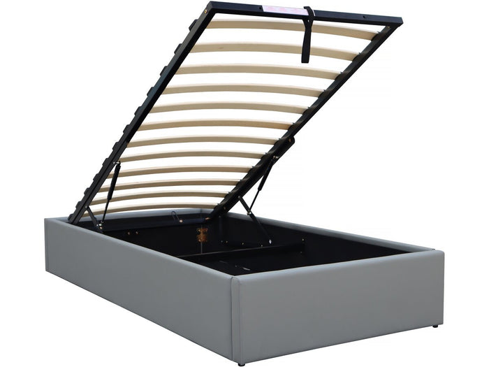 Letto singolo con contenitore in PVC "Ava" - 90 x 190 cm - Grigio