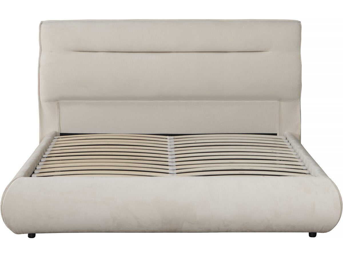 Letto matrimoniale con contenitore in velluto "Chamonix" - 160 x 200 cm - Beige