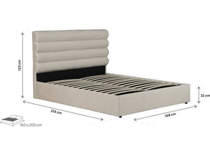 Letto matrimoniale in velluto di design Livigno - 160 x 200 cm - Beige