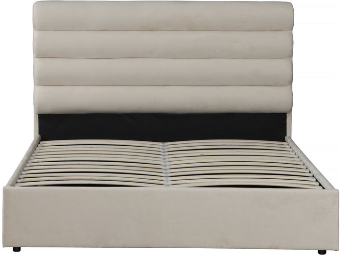 Letto matrimoniale in velluto di design "Livigno" - 140 x 190 cm - Beige