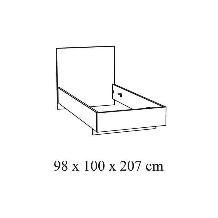 Letto per bambini robusto 90x200 colore bianco effetto legno collezione OLGA