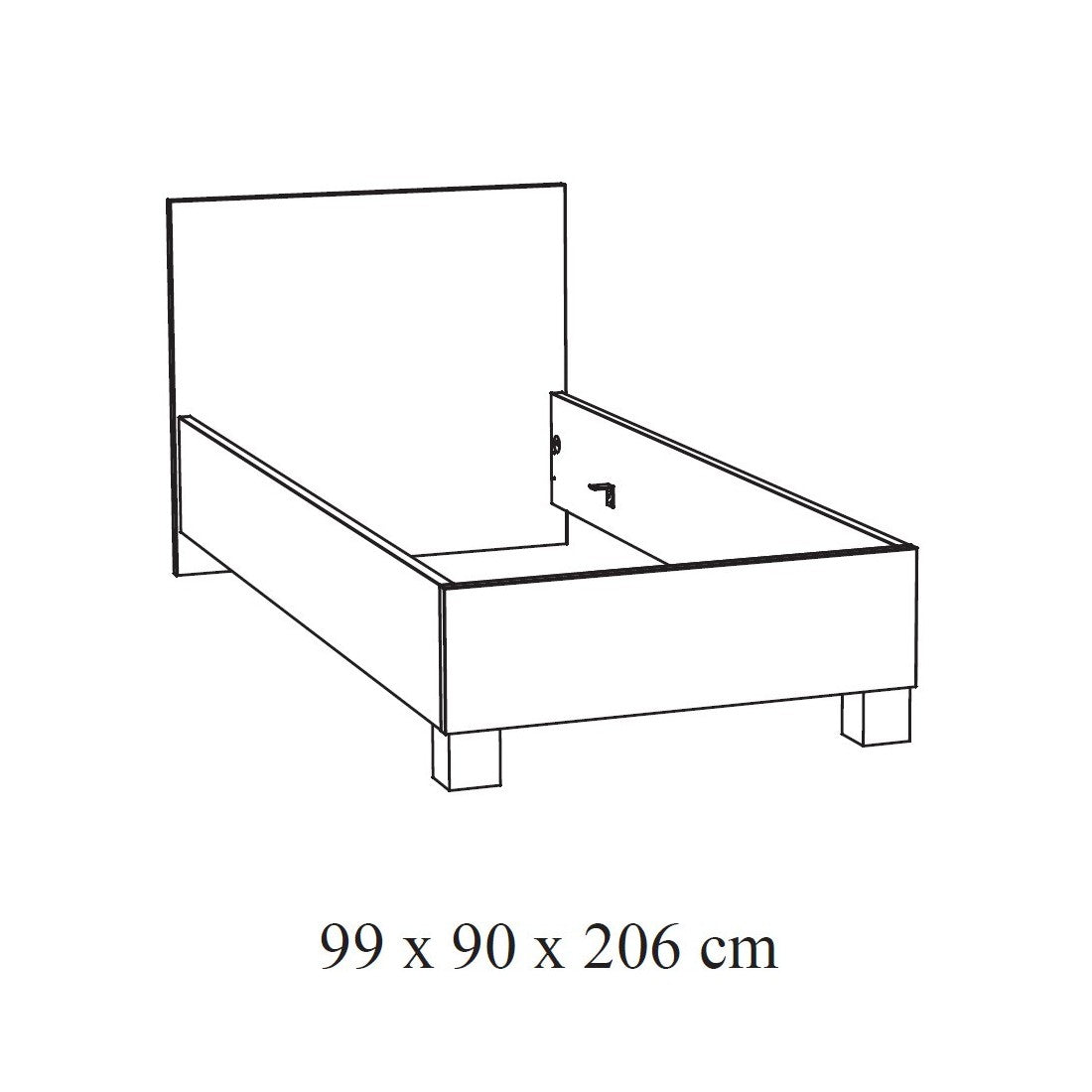 Letto per bambini robusto 90x200 colore quercia dorata collezione MEGEVE