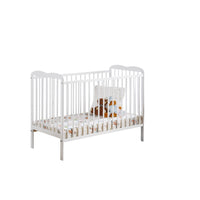 Lettino e materasso per bambini evolutivo, collezione NOE, regolabile in altezza. Colore bianco opaco.