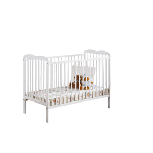 Lettino e materasso per bambini evolutivo, collezione NOE, regolabile in altezza. Colore bianco opaco.