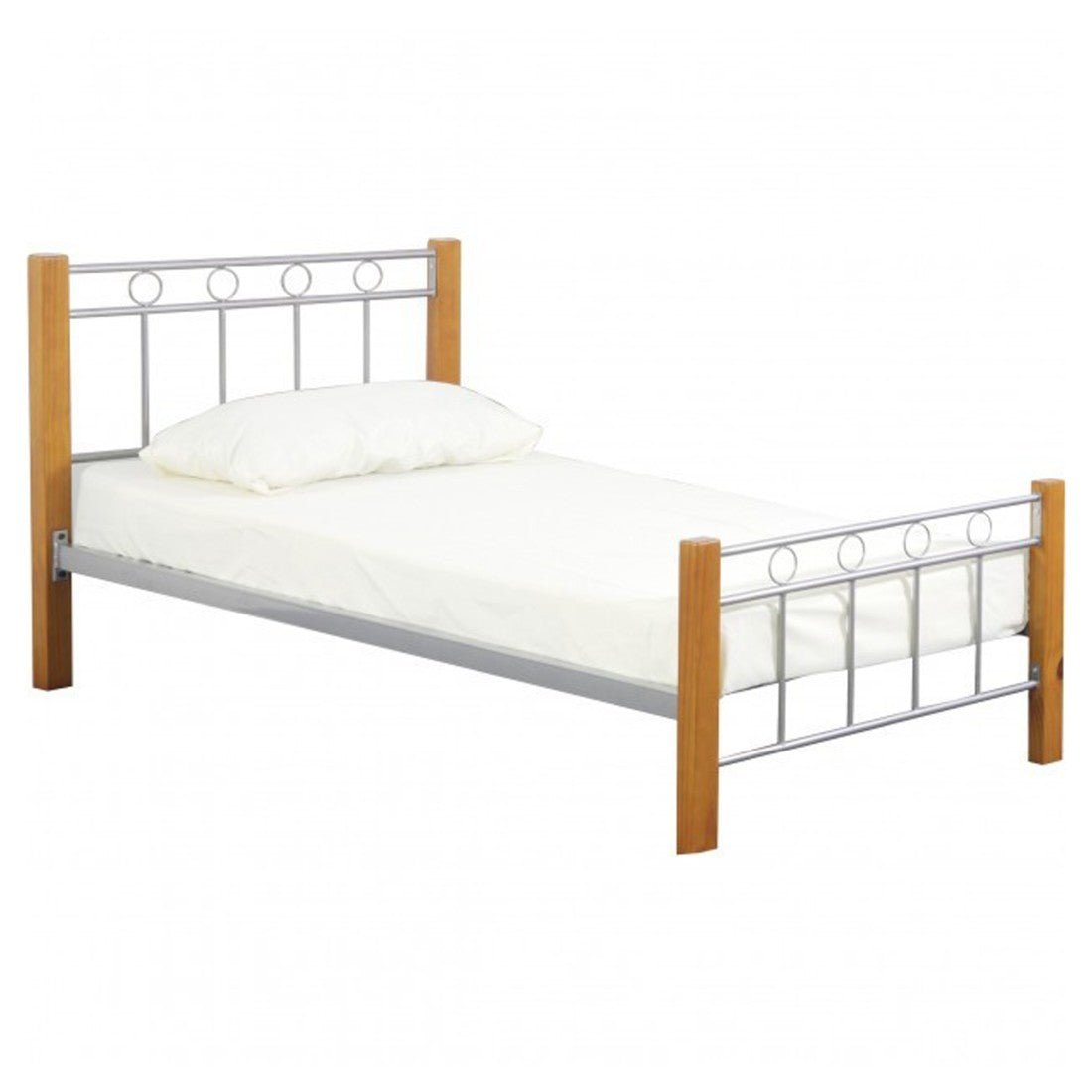 Letto EVELINE – 90x200 cm – Metallo e legno grigio – Rete inclusa – Stile design