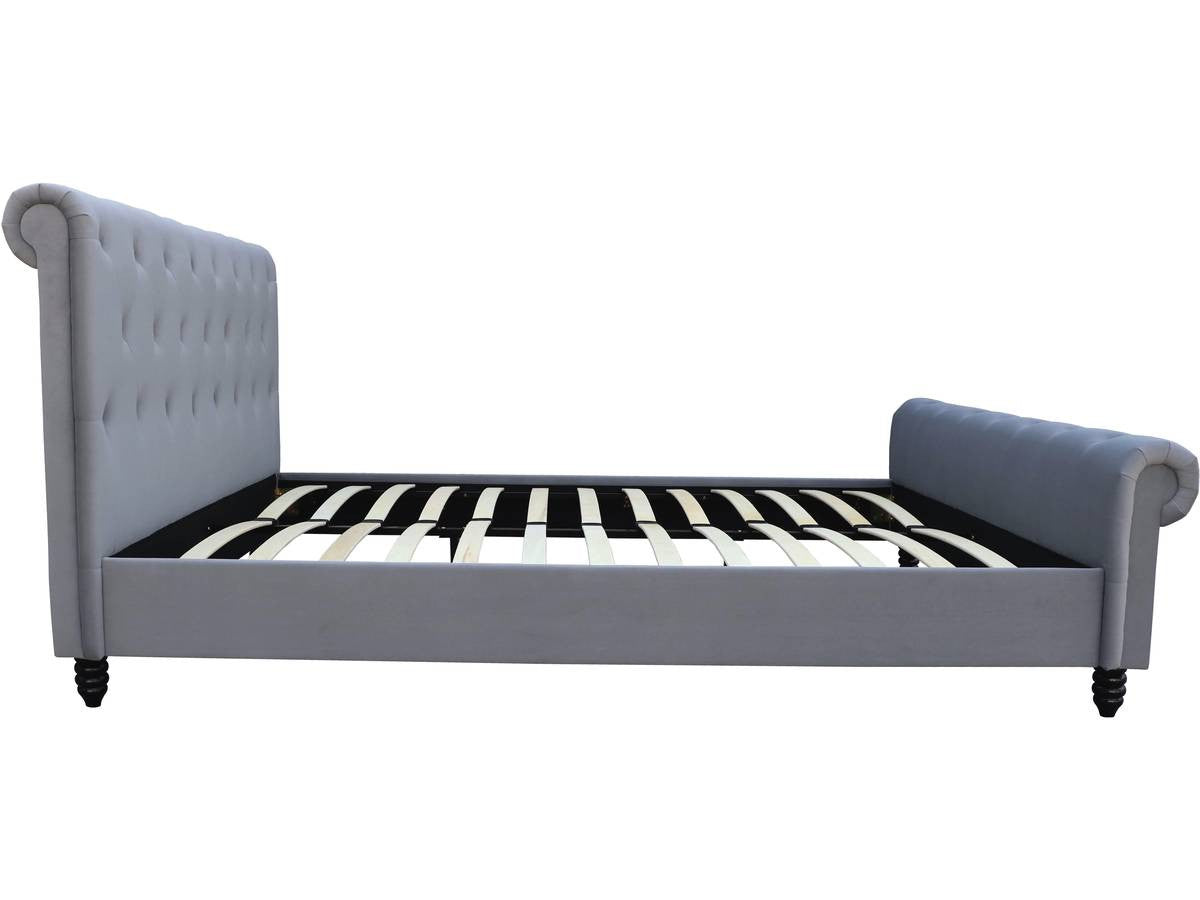 Letto in velluto "Gedefroy" - 140 x 190 cm - grigio