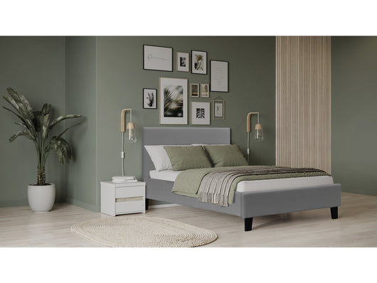 Letto "Lina"- 90 x 190 cm - Grigio chiaro