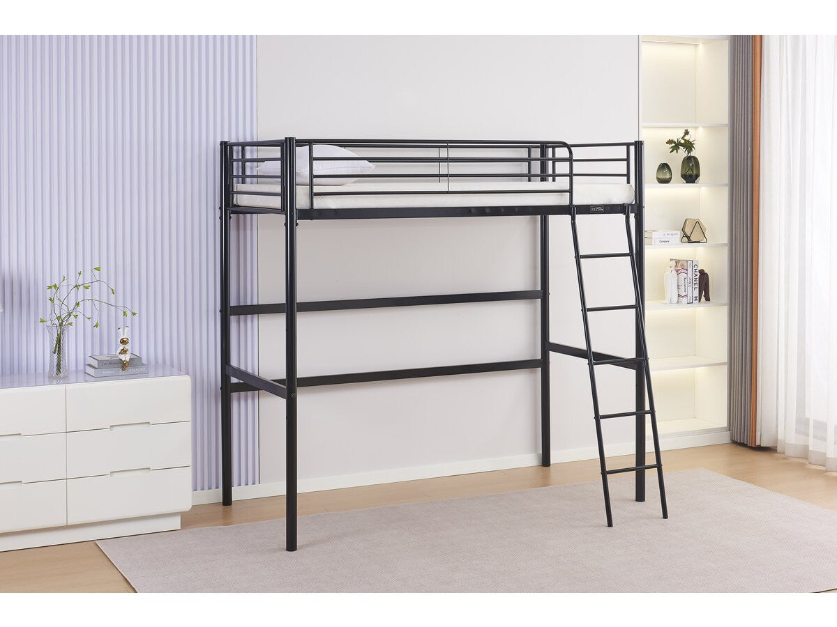 Letto a soppalco in metallo "Alora" - 90 x 190 cm - Nero