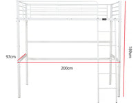 Letto a soppalco "Alora" - 90 x 190 cm - Bianco