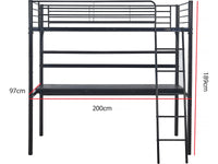 Letto a soppalco "Alona" - 90 x 190 cm - Nero