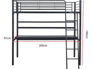 Letto a soppalco "Alona" - 90 x 190 cm - Nero