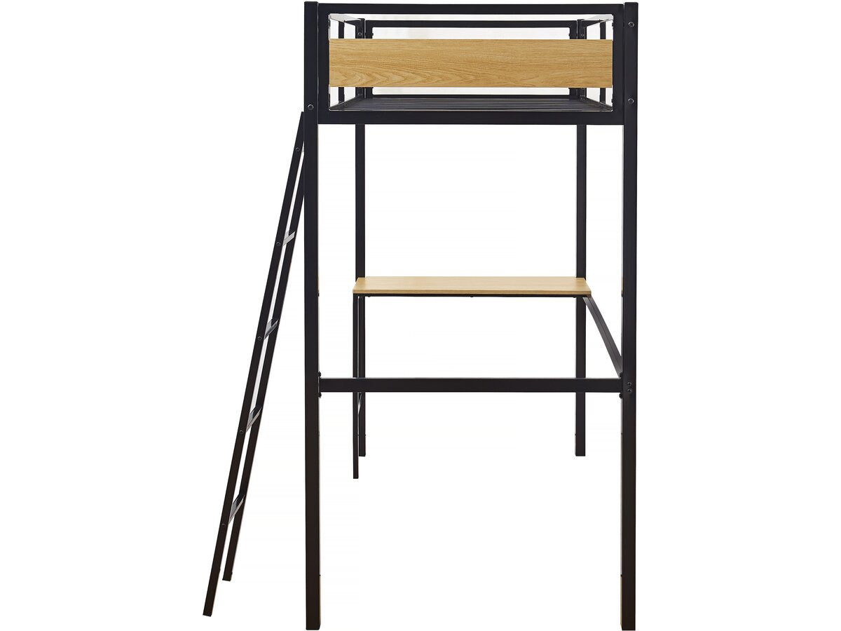 Letto a soppalco "Ethan" con scrivania - 90 x 190 cm - Nero