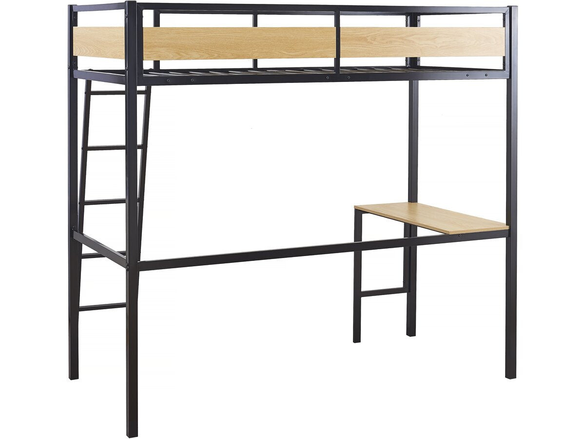 Letto a soppalco "Ethan" con scrivania - 90 x 190 cm - Nero