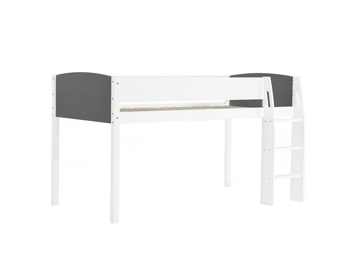 Letto a soppalco in legno per bambini Alia - 90 x 190 cm - Bianco/Grigio