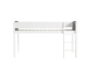 Letto a soppalco in legno per bambini Alia - 90 x 190 cm - Bianco/Grigio