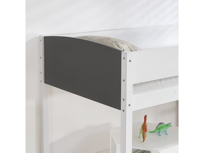 Letto a soppalco in legno per bambini Alia - 90 x 190 cm - Bianco/Grigio