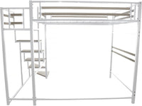 Letto a soppalco in metallo con scala "LENA" - 140 x 200 cm - Bianco