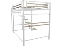 Letto a soppalco in metallo con scala "LENA" - 140 x 200 cm - Bianco