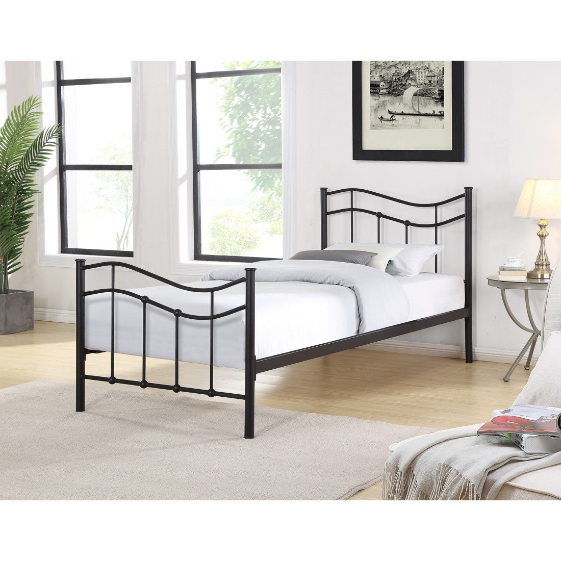 Letto ODETTE – 90x190 cm – Struttura in metallo – Rete inclusa – Stile autentico