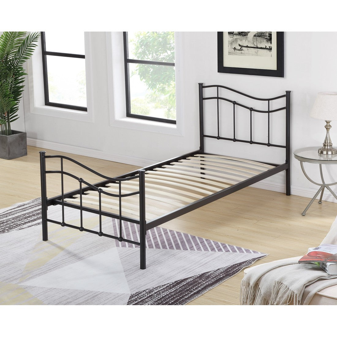 Letto ODETTE – 90x190 cm – Struttura in metallo – Rete inclusa – Stile autentico