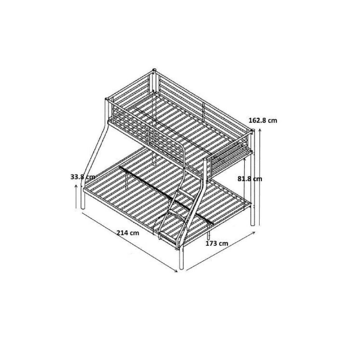Lettino a castello 3 posti in metallo collezione NICOLAS. Ideale per piccoli spazi.
