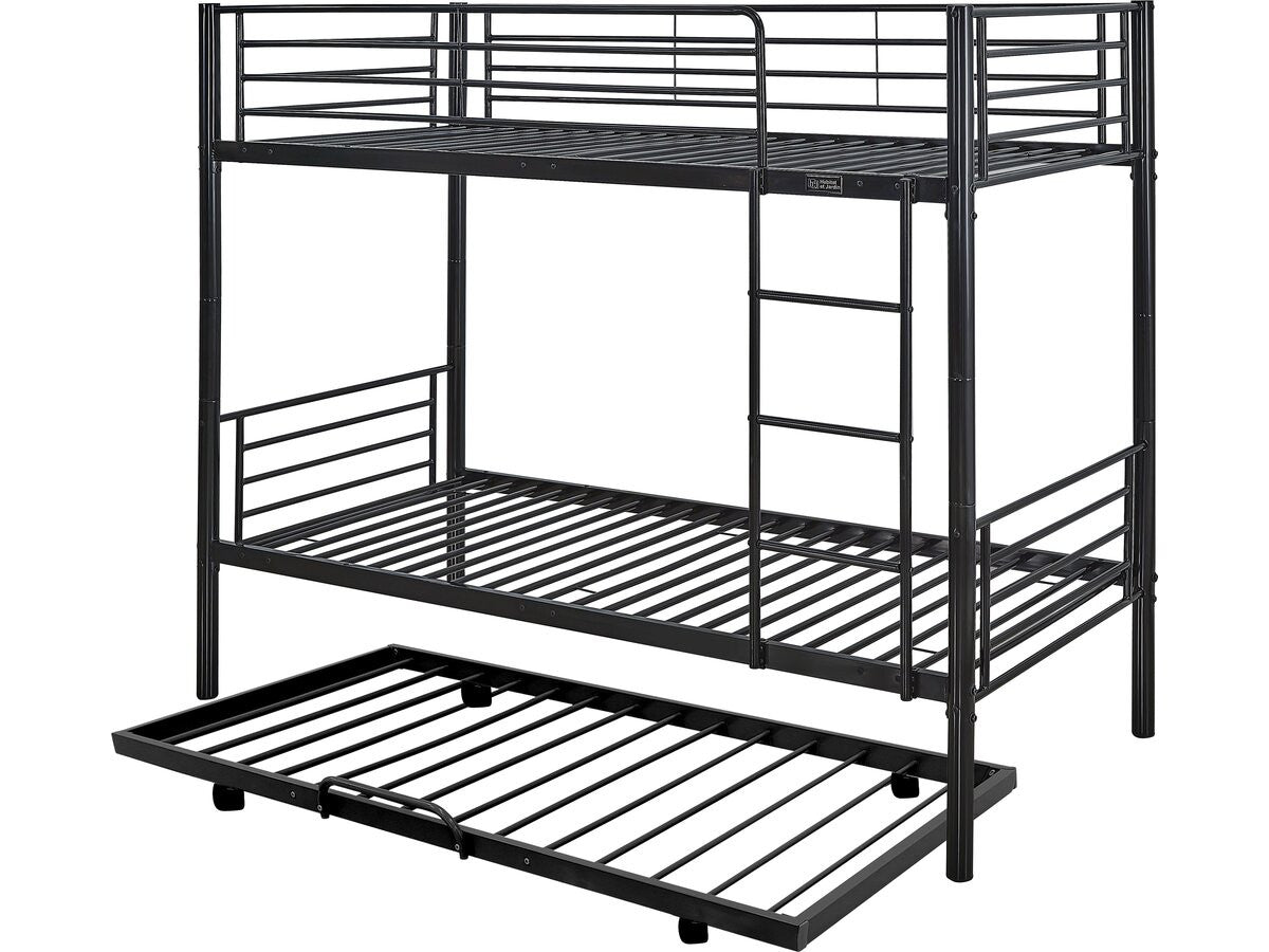 Letto a castello estraibile "ADAM" - 90 x 190 cm - Metallo - Nero