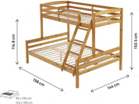 Letto a castello in legno "Léa" - 140/90 x 190 cm - Marrone