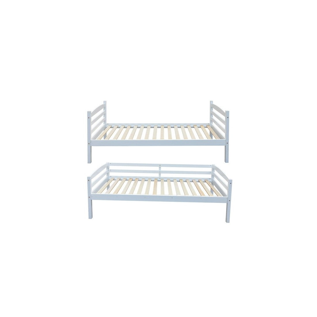 Letto a castello trasformabile 90x200 cm BOY – Legno massiccio – Bianco – Rete inclusa