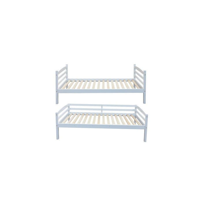 Letto a castello trasformabile 90x200 cm BOY – Legno massiccio – Bianco – Rete inclusa