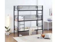 Lit superposé en métal triple "HAVIN" - 90 x 190 cm - Noir