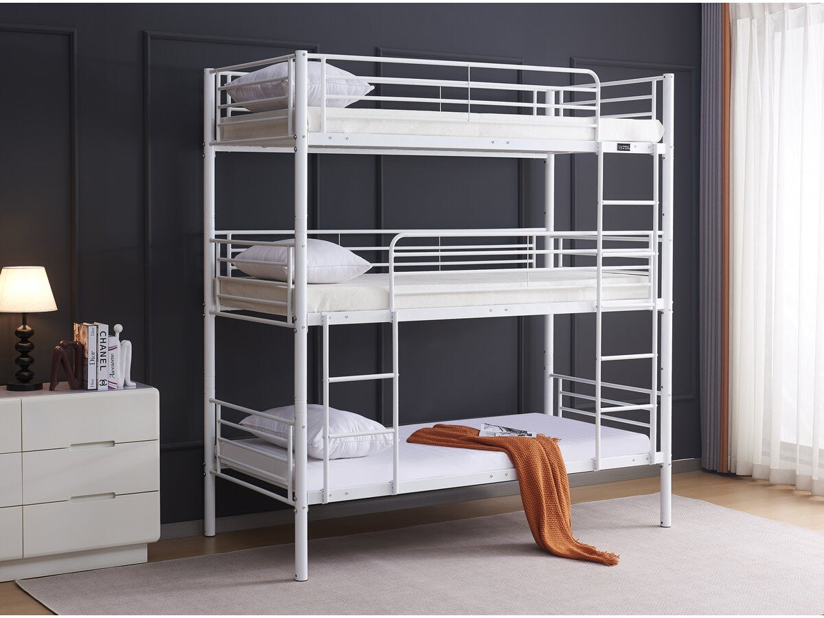 Letto a castello triplo in metallo "Havin" - 90 x 190 cm - Bianco