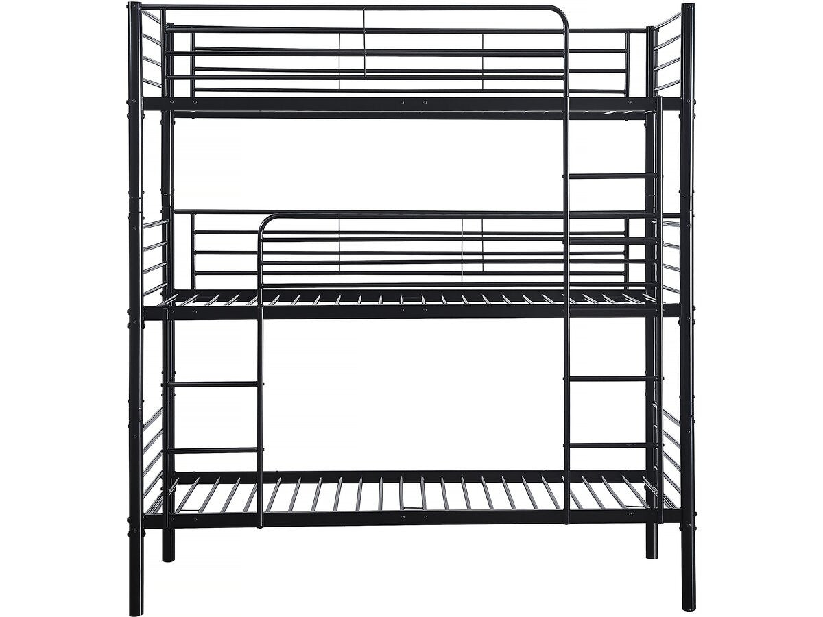 Lit superposé en métal triple "HAVIN" - 90 x 190 cm - Noir
