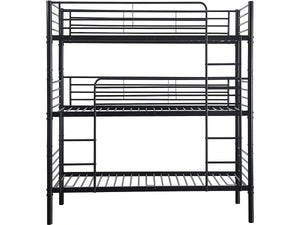 Lit superposé en métal triple "HAVIN" - 90 x 190 cm - Noir