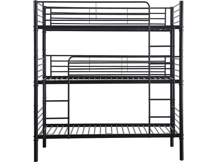 Lit superposé en métal triple "HAVIN" - 90 x 190 cm - Noir