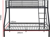 Letto a castello in metallo  "Leo" - Nero