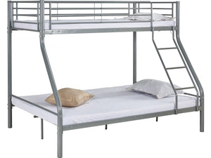Letto a castello in metallo "Leo" incl. rete - 90/140 x 190 cm - Grigio