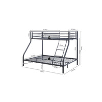 Letto a castello in metallo SAMMY - 90x200 & 140x200 cm - Grigio scuro - Rete inclusa