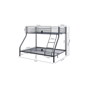 Letto a castello in metallo SAMMY - 90x200 & 140x200 cm - Grigio scuro - Rete inclusa