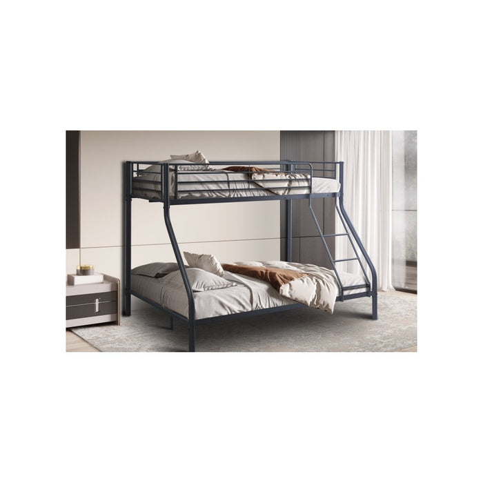 Letto a castello in metallo SAMMY - 90x200 & 140x200 cm - Grigio scuro - Rete inclusa