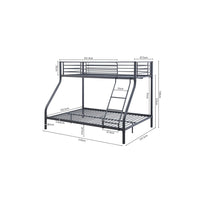 Letto a castello in metallo SAMMY - 90x200 & 140x200 cm - Grigio scuro - Rete inclusa