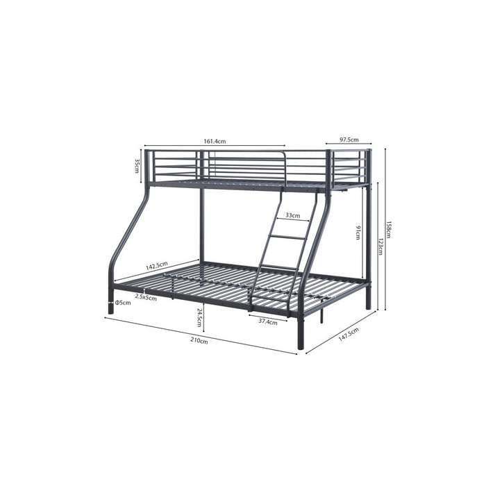 Letto a castello in metallo SAMMY - 90x200 & 140x200 cm - Grigio scuro - Rete inclusa