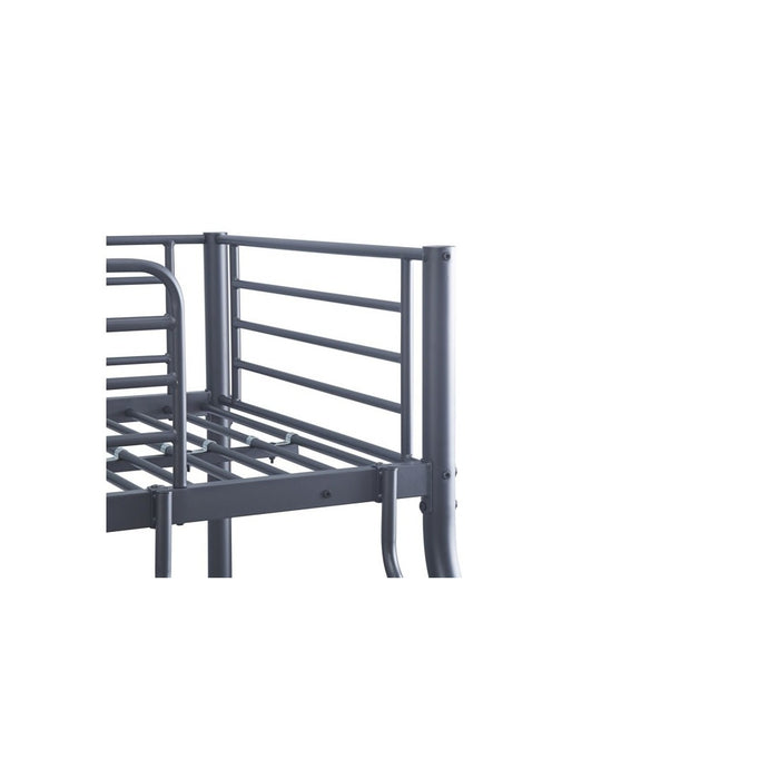 Letto a castello in metallo SAMMY - 90x200 & 140x200 cm - Grigio scuro - Rete inclusa