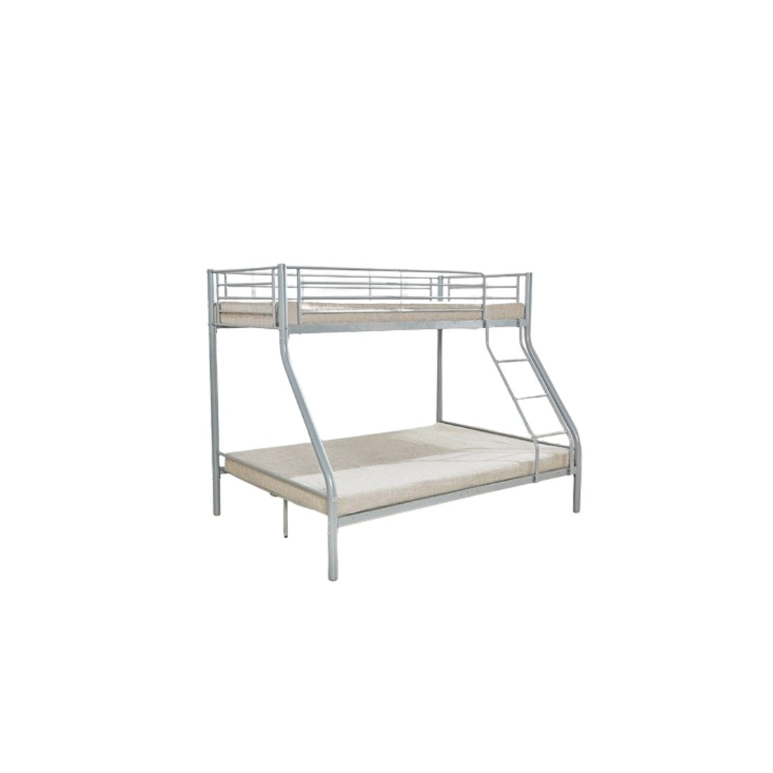 Letto a castello TRYO - 3 posti - Metallo grigio - 90x200 cm e 140x200 cm - Rete inclusa