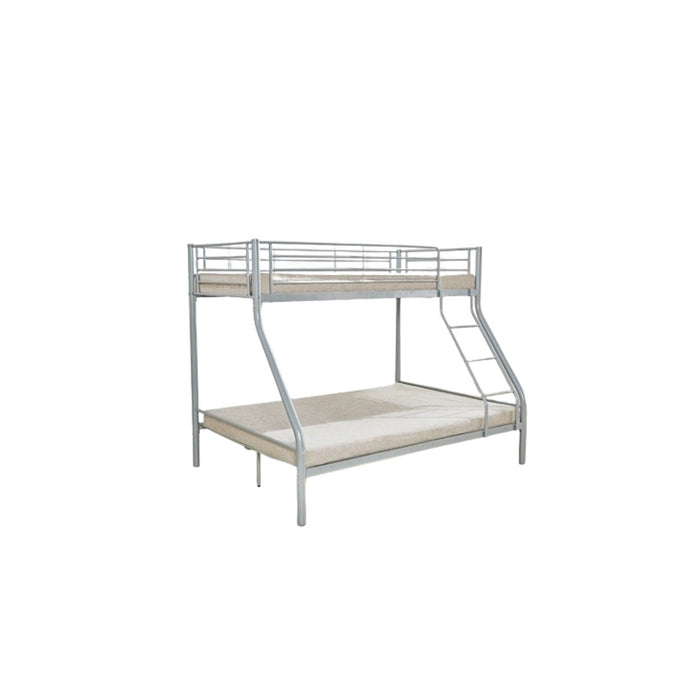 Letto a castello TRYO - 3 posti - Metallo grigio - 90x200 cm e 140x200 cm - Rete inclusa