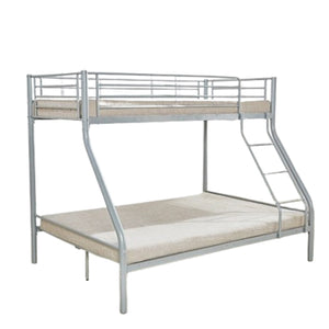 Letto a castello TRYO - 3 posti - Metallo grigio - 90x200 cm e 140x200 cm - Rete inclusa