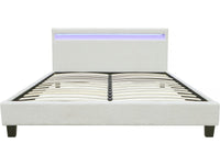 Letto in tessuto riccio "Maria" con LED 160x200cm - Crema