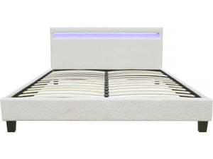 Letto in tessuto riccio "Maria" con LED 160x200cm - Crema